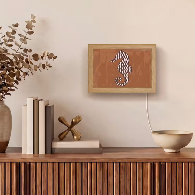 Lightbox - Wandlamp - Dieren - Zeepaardje - Abstract - Bruin - Strepen — 4