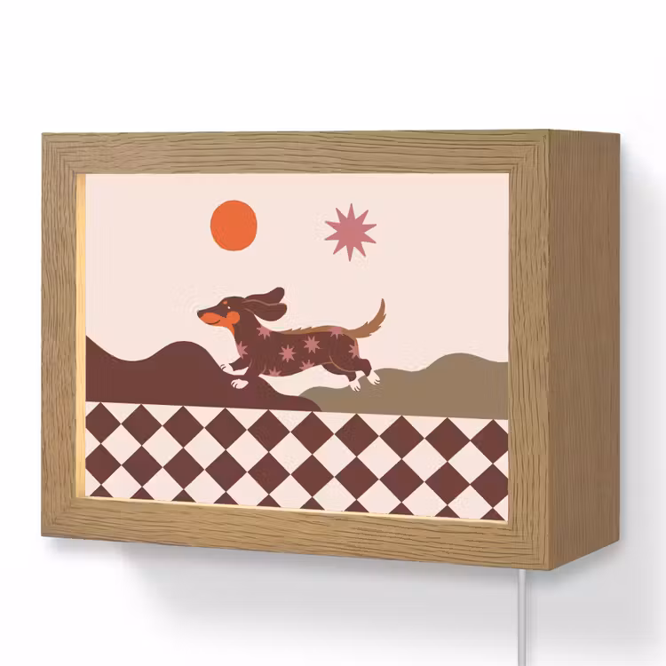 Lightbox - Wandlamp - Hond - Abstract - Dieren - Modern - Bruin — 1