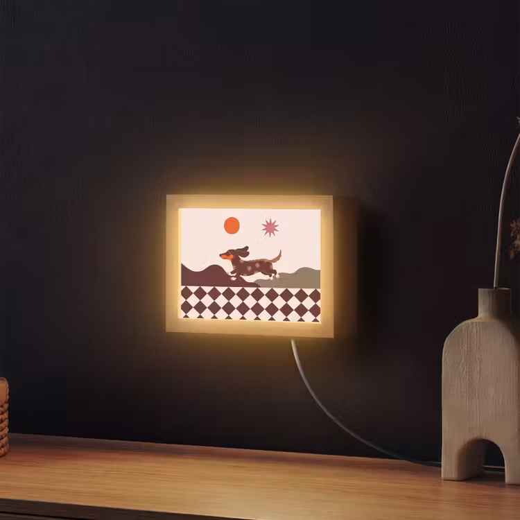 Lightbox - Wandlamp - Hond - Abstract - Dieren - Modern - Bruin — 2