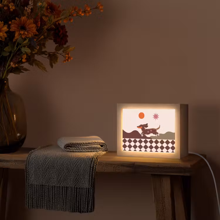Lightbox - Wandlamp - Hond - Abstract - Dieren - Modern - Bruin — 5