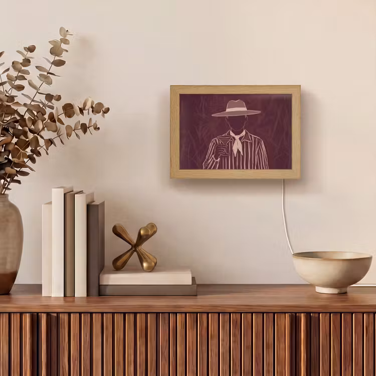 Lightbox - Wandlamp - Mens - Hoed - Cocktail - Abstract - Bruin — 4