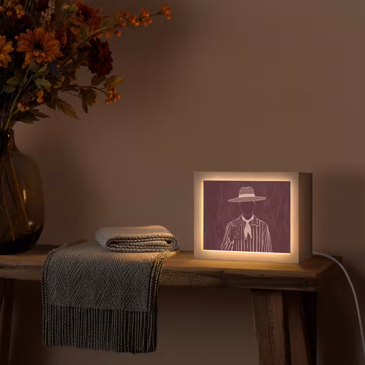 Lightbox - Wandlamp - Mens - Hoed - Cocktail - Abstract - Bruin — 5