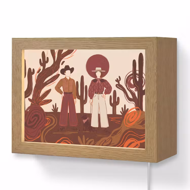 Lightbox - Wandlamp - Mensen - Cowboykleding - Westerse stijl - Illustratie - Bruin — 1