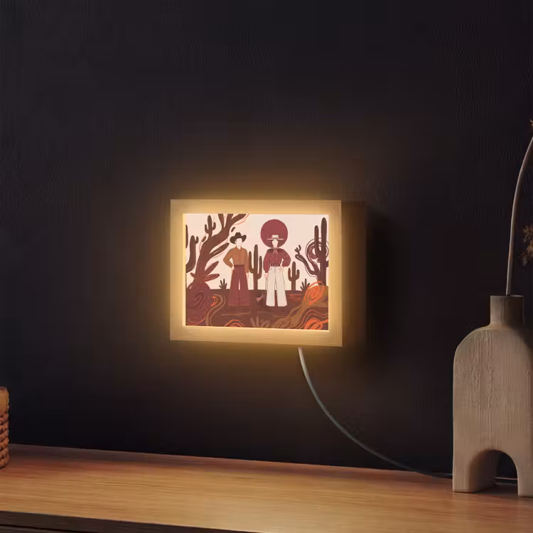 Lightbox - Wandlamp - Mensen - Cowboykleding - Westerse stijl - Illustratie - Bruin — 2