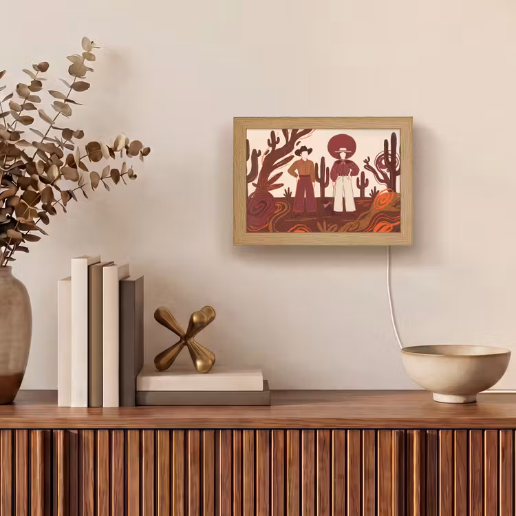 Lightbox - Wandlamp - Mensen - Cowboykleding - Westerse stijl - Illustratie - Bruin — 4