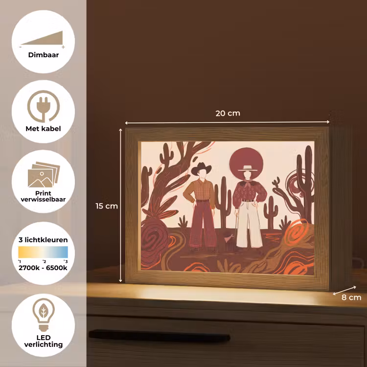 Lightbox - Wandlamp - Mensen - Cowboykleding - Westerse stijl - Illustratie - Bruin — 9