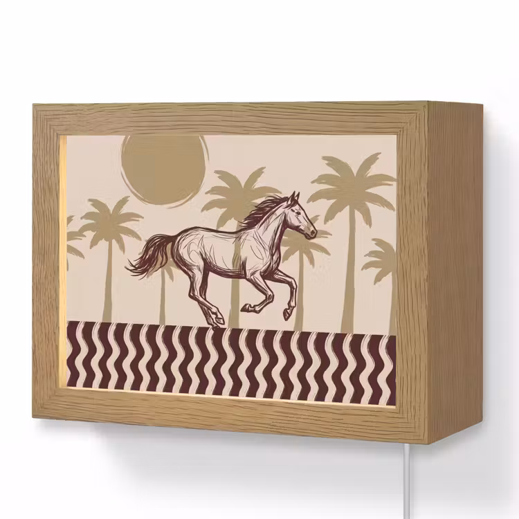 Lightbox - Wandlamp - Paard - Galopperend - Woestijn - Illustratie — 1
