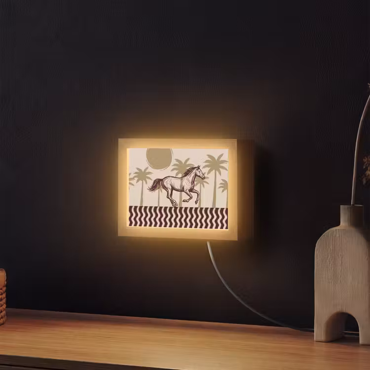 Lightbox - Wandlamp - Paard - Galopperend - Woestijn - Illustratie — 2