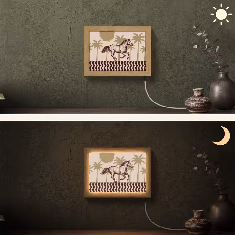 Lightbox - Wandlamp - Paard - Galopperend - Woestijn - Illustratie — 3