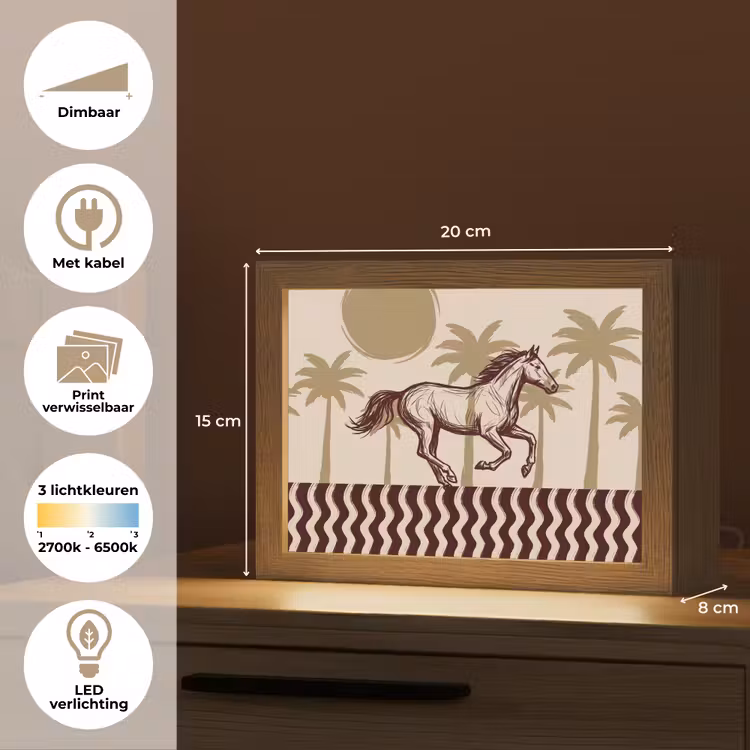 Lightbox - Wandlamp - Paard - Galopperend - Woestijn - Illustratie — 9
