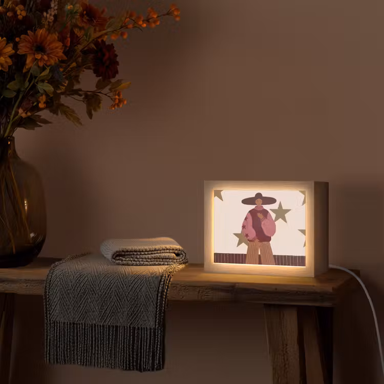 Lightbox - Wandlamp - Vrouw - Hoed - Abstract - Modern - Portret — 5