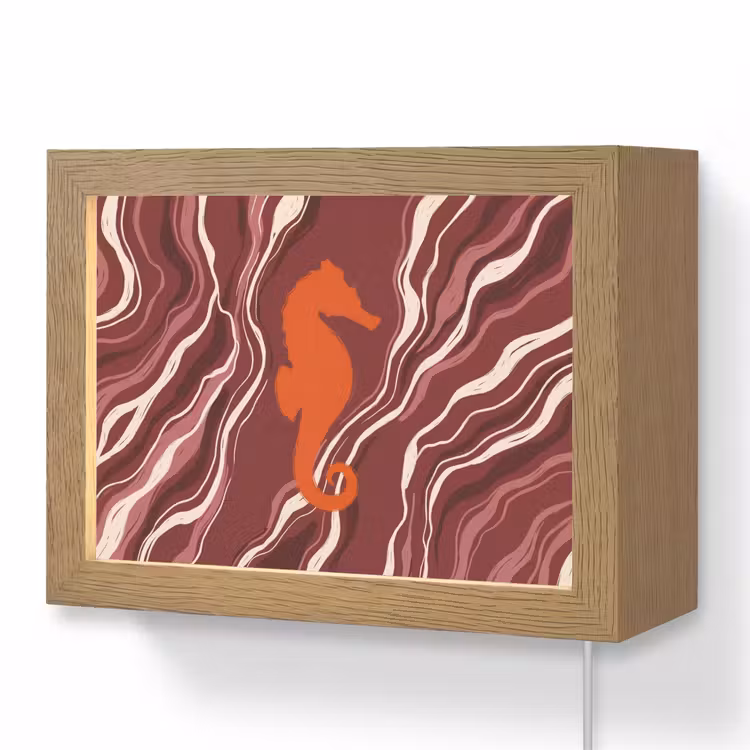 Lightbox - Wandlamp - Zeepaardje - Golven - Zeeleven - Abstract - Oranje — 1
