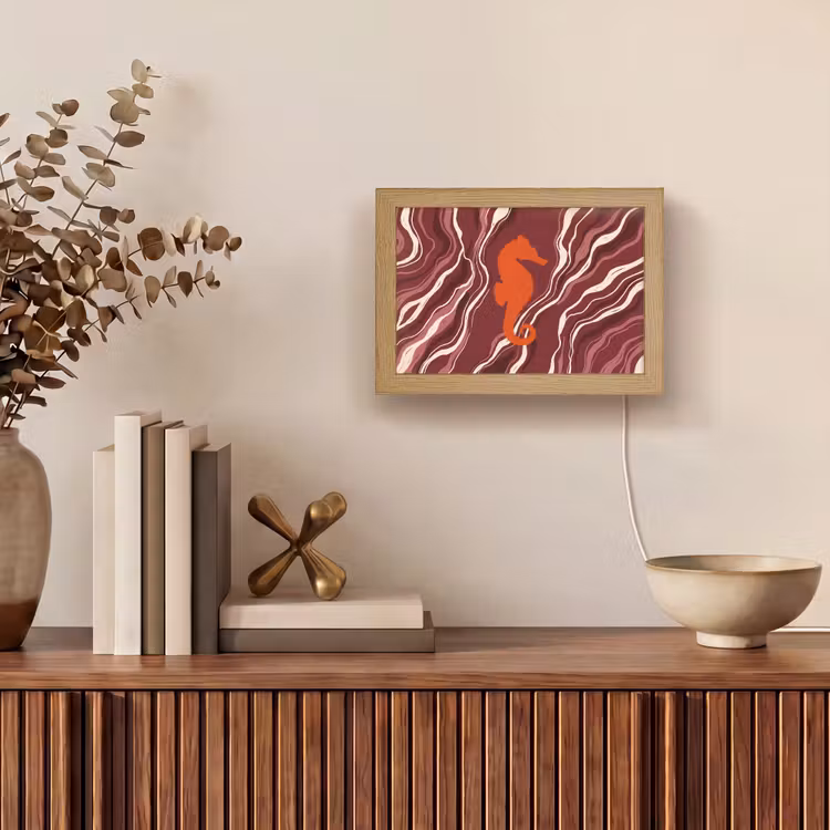 Lightbox - Wandlamp - Zeepaardje - Golven - Zeeleven - Abstract - Oranje — 4