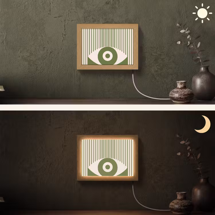 Lightbox - Wandlamp - Abstract - Oog - Strepen - Modern - Groen — 3