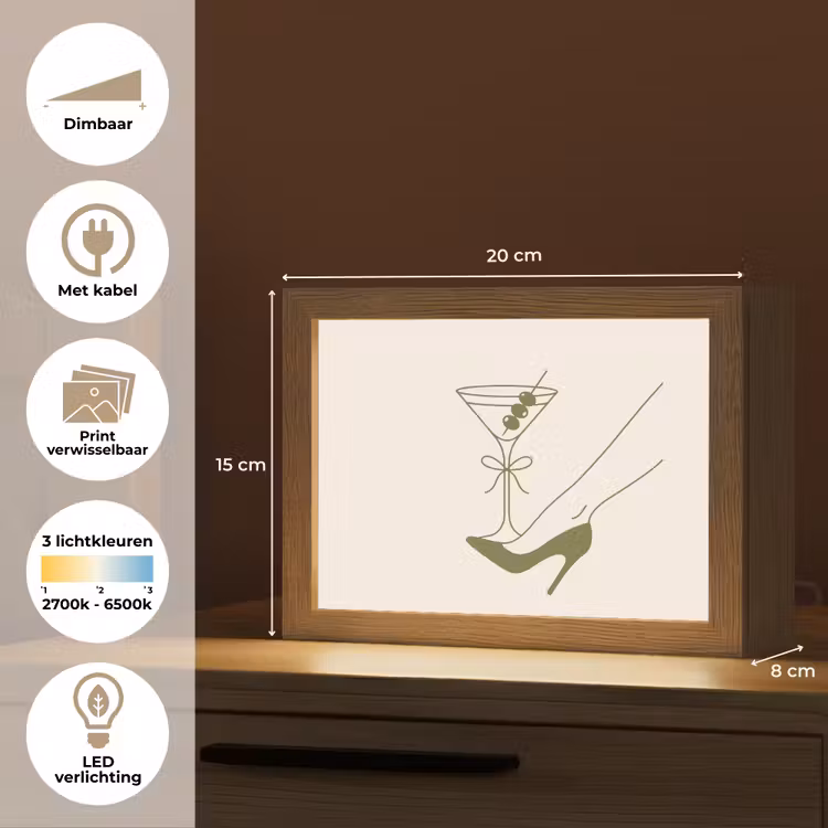 Lightbox - Wandlamp - Drank - Martini - Hoge hak - Mode - Groen — 9