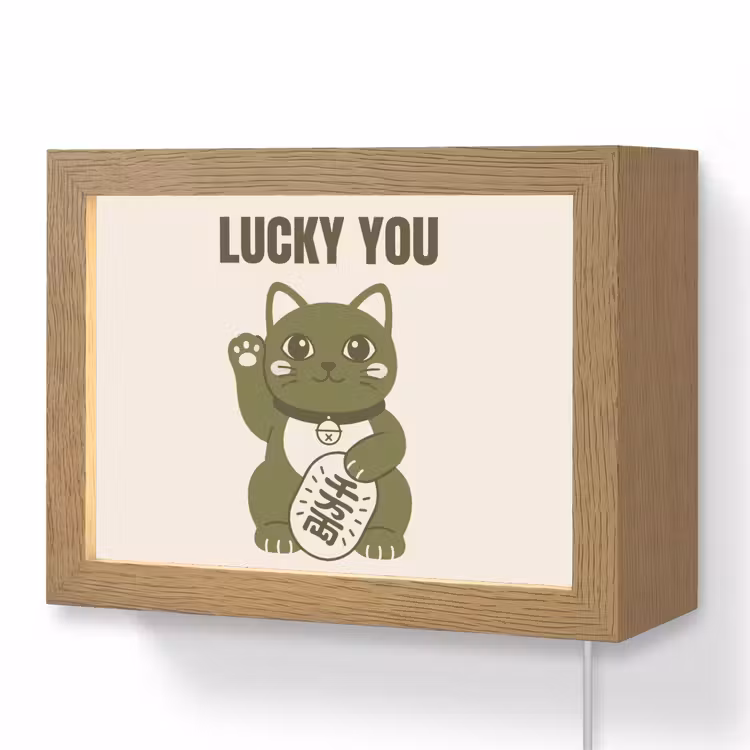 Lightbox - Wandlamp - Kat - Geluk - Dieren - Modern - Groen — 1