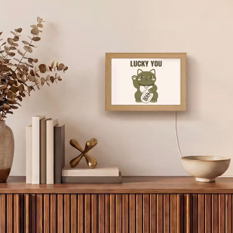 Lightbox - Wandlamp - Kat - Geluk - Dieren - Modern - Groen — 4