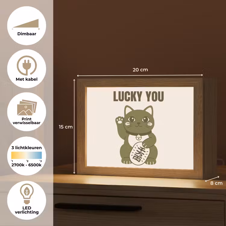 Lightbox - Wandlamp - Kat - Geluk - Dieren - Modern - Groen — 9