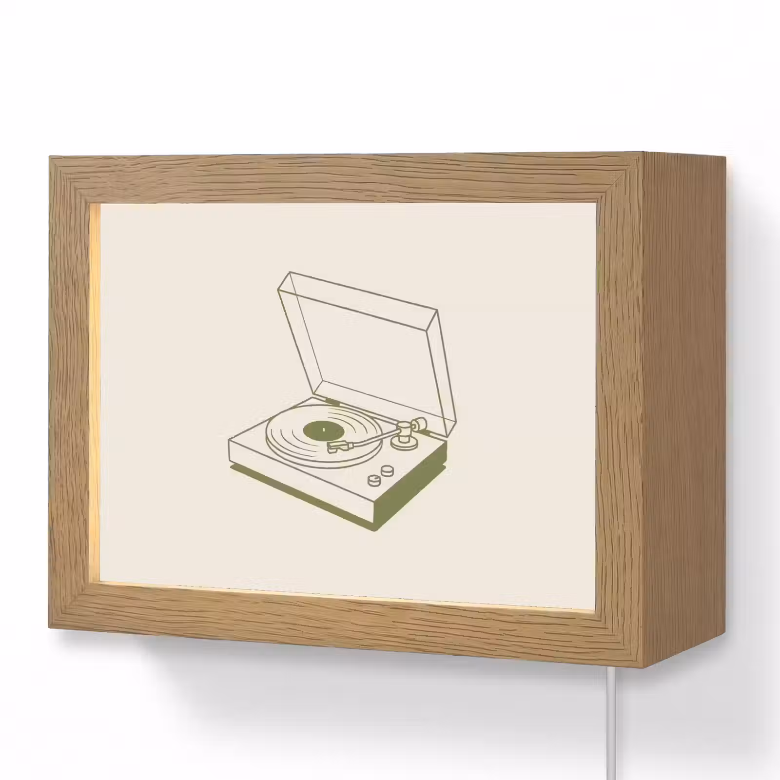 Lightbox - Wandlamp - Platenspeler - Vinyl - Muziek - Minimalistisch - Groen — 1