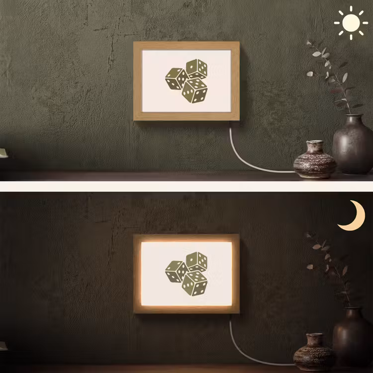 Lightbox - Wandlamp - Dobbelsteen - Spel - Groen - Abstract — 3