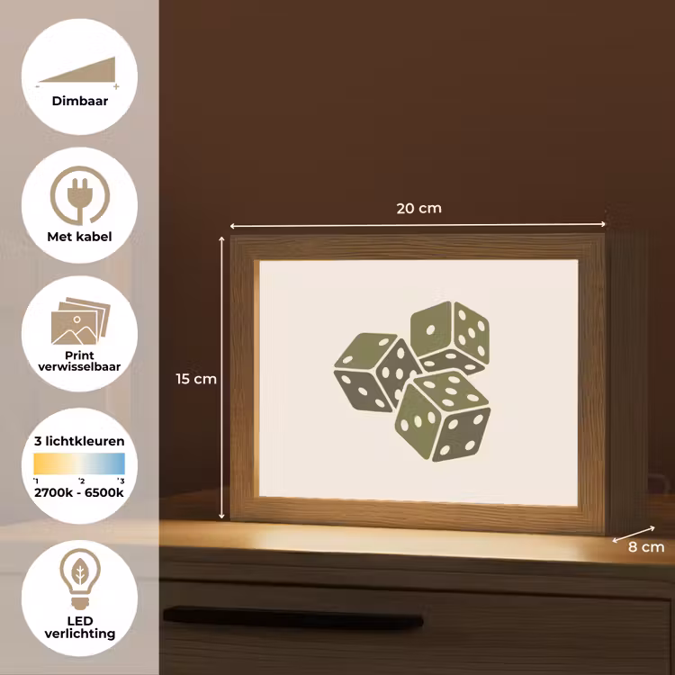 Lightbox - Wandlamp - Dobbelsteen - Spel - Groen - Abstract — 9