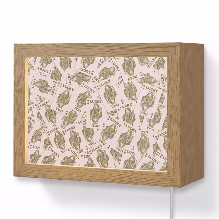 Lightbox - Wandlamp - Kaarten - Koningin - Patroon - Groen - Spel — 1