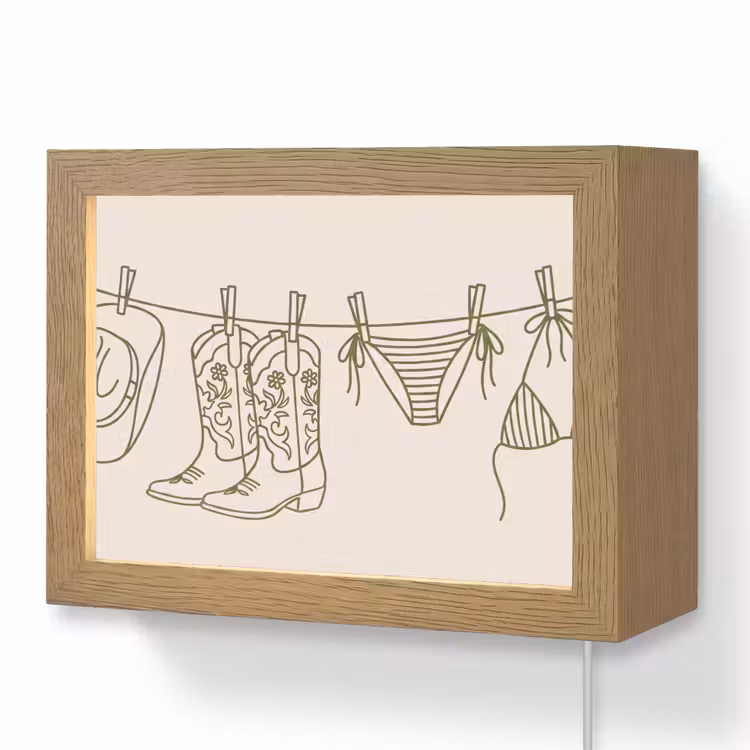 Lightbox - Wandlamp - Kleding - Waslijn - Zomer - Lijntekening - Groen — 1