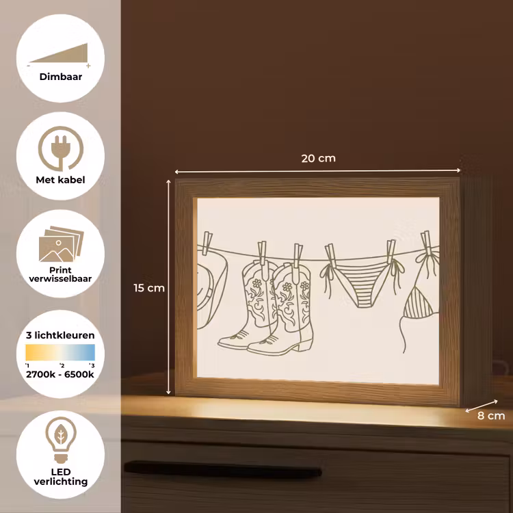 Lightbox - Wandlamp - Kleding - Waslijn - Zomer - Lijntekening - Groen — 9