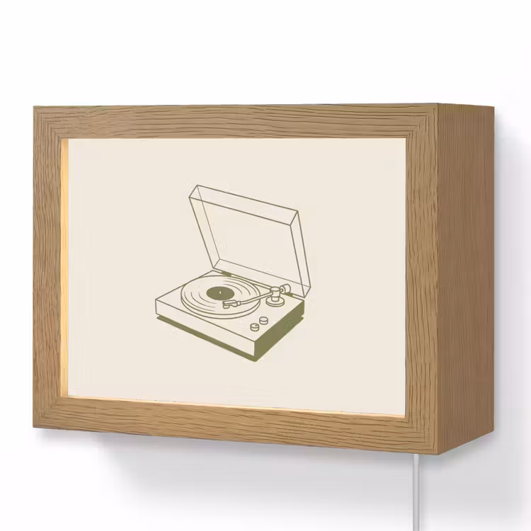 Lightbox - Wandlamp - Platenspeler - Vinyl - Muziek - Minimalistisch - Groen — 1