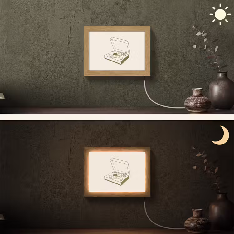 Lightbox - Wandlamp - Platenspeler - Vinyl - Muziek - Minimalistisch - Groen — 3