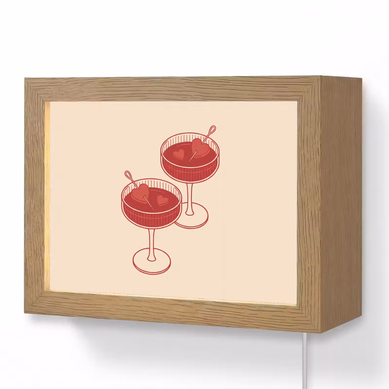 Lightbox - Wandlamp - Cocktail - Hartjes - Liefde - Illustratie - Rood — 1