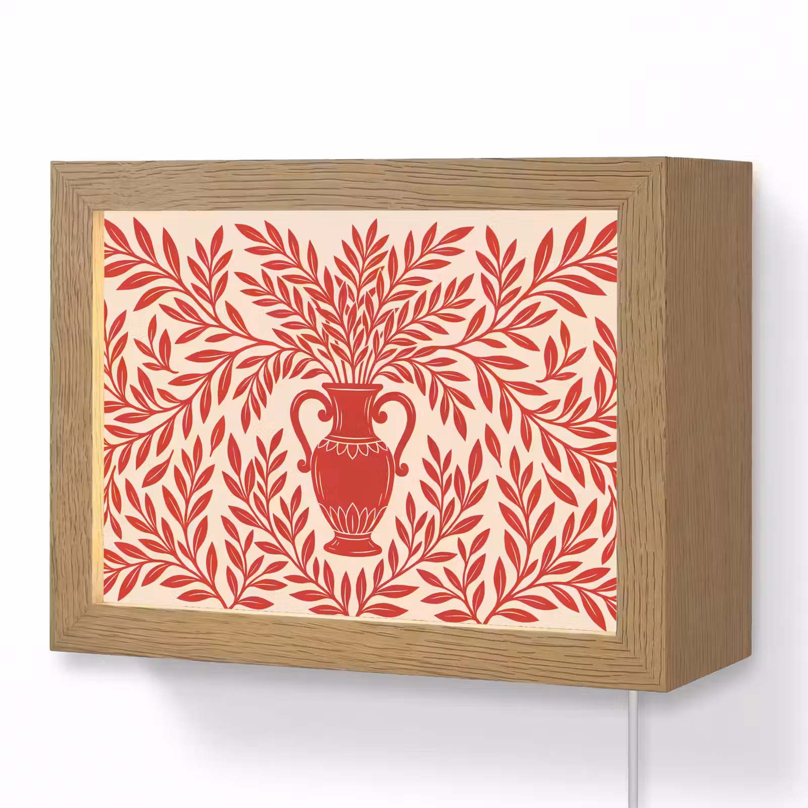 Lightbox - Wandlamp - Vaas - Planten - Decoratie - Abstract - Rood — 1