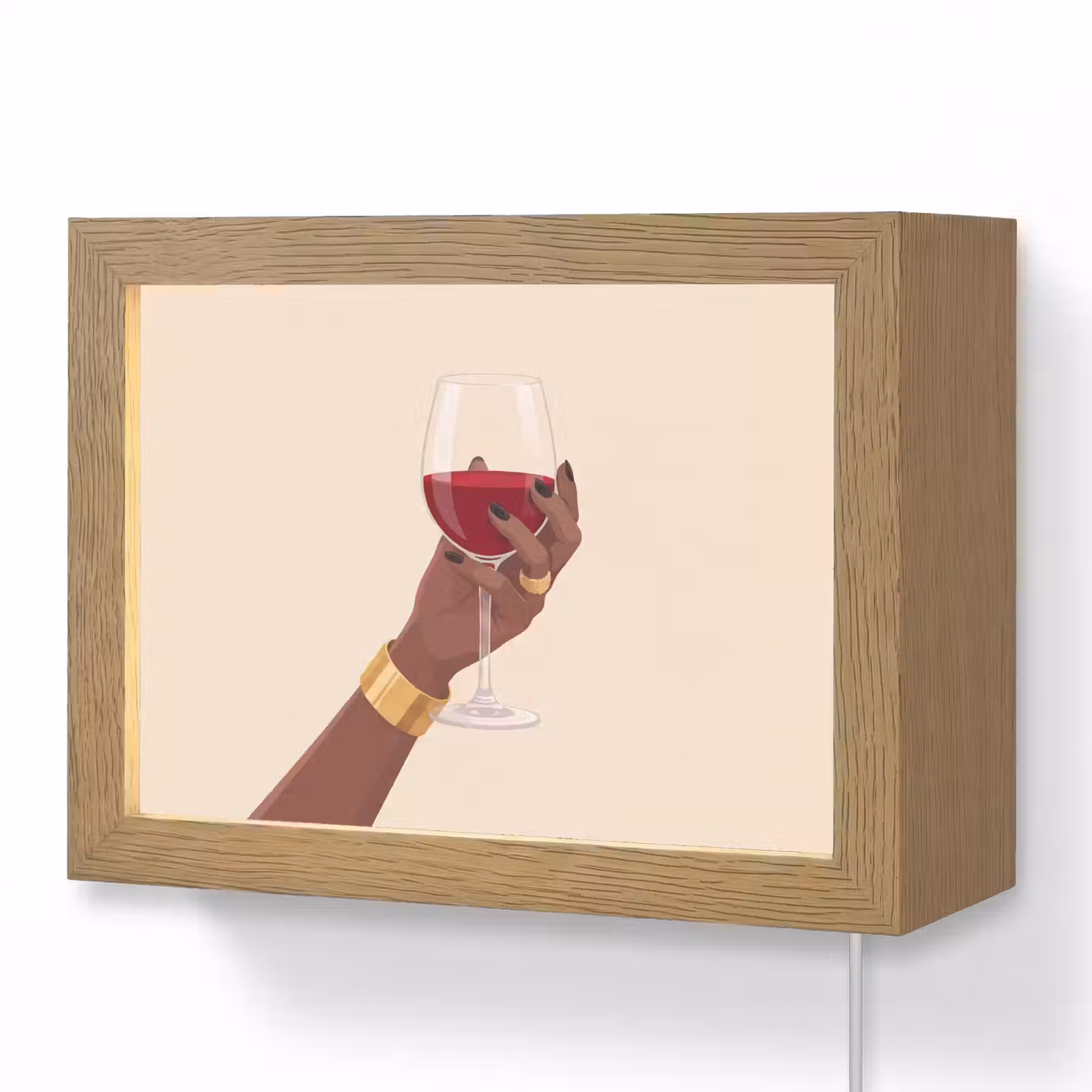 Lightbox - Wandlamp - Vrouw - Wijn - Glas - Illustratie - Rood — 1