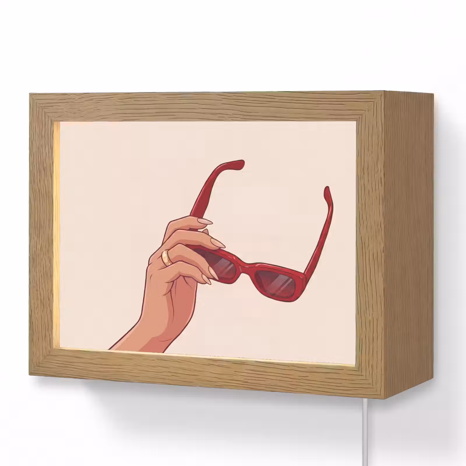 Lightbox - Wandlamp - Vrouw - Zonnebril - Mode - Rood - Illustratie — 1