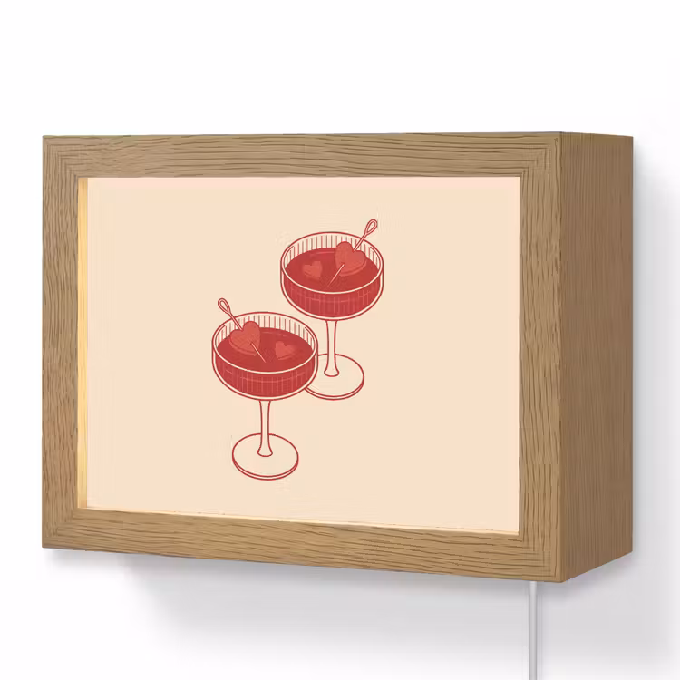 Lightbox - Wandlamp - Cocktail - Hartjes - Liefde - Illustratie - Rood — 1