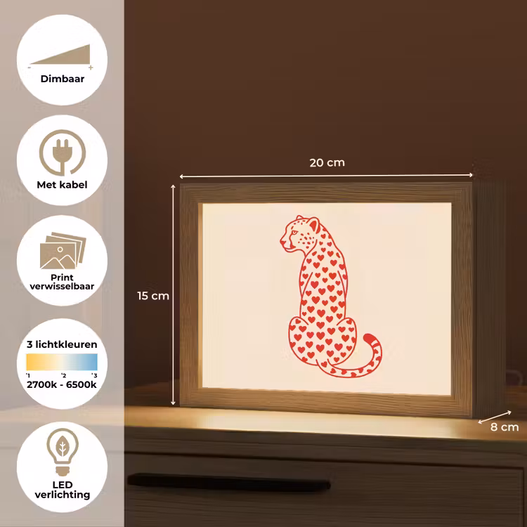 Lightbox - Wandlamp - Kat - Harten - Dieren - Modern - Rood — 9