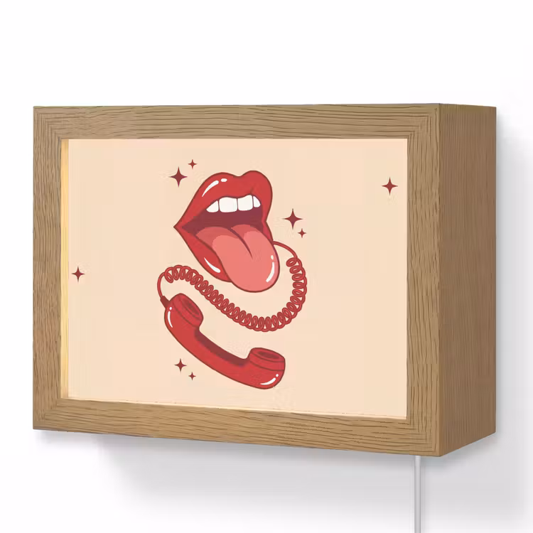 Lightbox - Wandlamp - Mond - Telefoon - Popart - Rood - Illustratie — 1