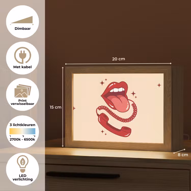 Lightbox - Wandlamp - Mond - Telefoon - Popart - Rood - Illustratie — 9