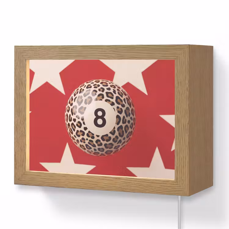 Lightbox - Wandlamp - Spel - Dierenprint - Nummer 8 - Modern - Rood — 1