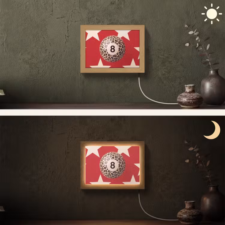 Lightbox - Wandlamp - Spel - Dierenprint - Nummer 8 - Modern - Rood — 3
