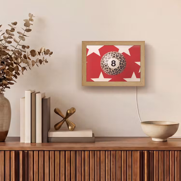 Lightbox - Wandlamp - Spel - Dierenprint - Nummer 8 - Modern - Rood — 4
