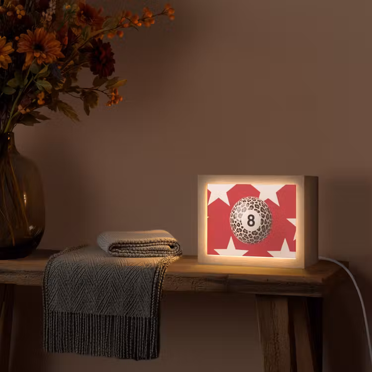 Lightbox - Wandlamp - Spel - Dierenprint - Nummer 8 - Modern - Rood — 5