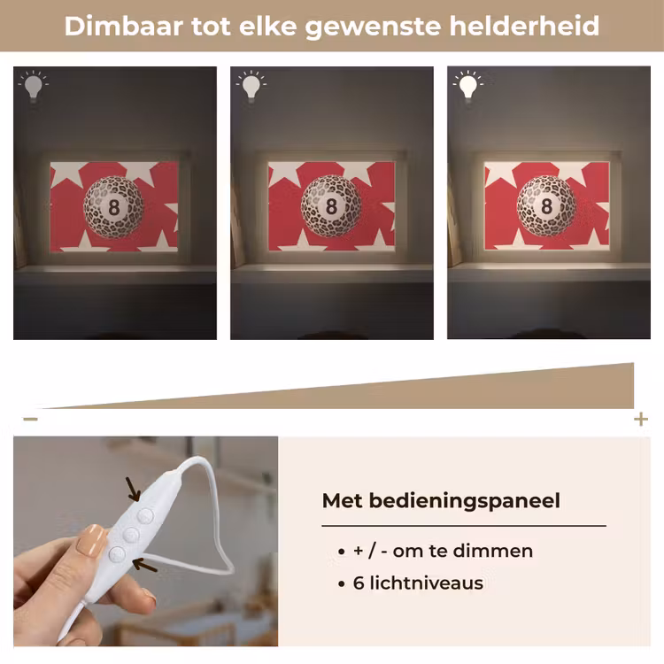 Lightbox - Wandlamp - Spel - Dierenprint - Nummer 8 - Modern - Rood — 8