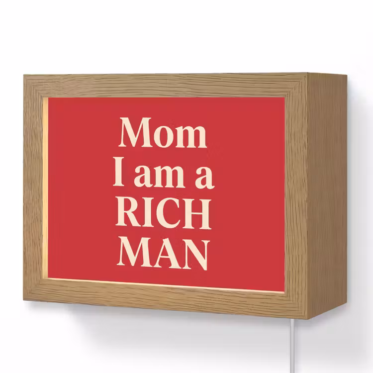 Lightbox - Wandlamp - Tekst - Rijkdom - Motivatie - Rood - Modern — 1