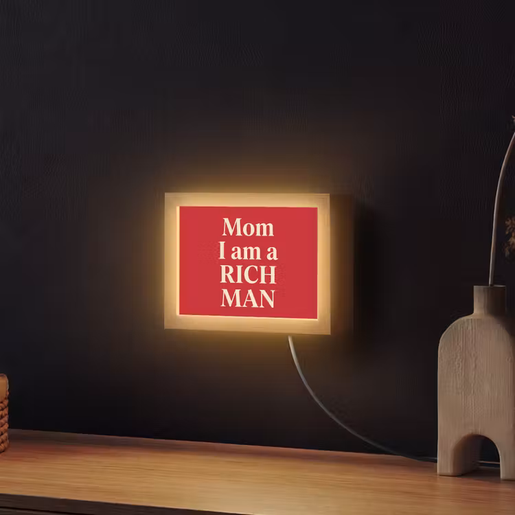 Lightbox - Wandlamp - Tekst - Rijkdom - Motivatie - Rood - Modern — 2