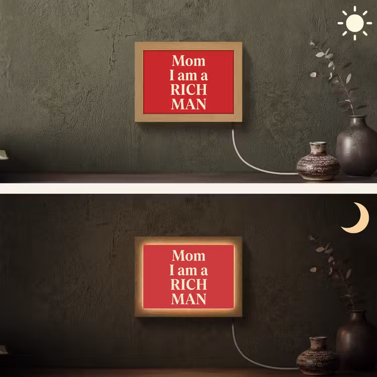 Lightbox - Wandlamp - Tekst - Rijkdom - Motivatie - Rood - Modern — 3