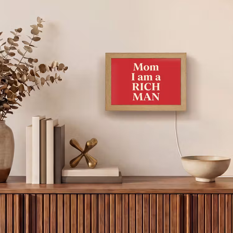 Lightbox - Wandlamp - Tekst - Rijkdom - Motivatie - Rood - Modern — 4