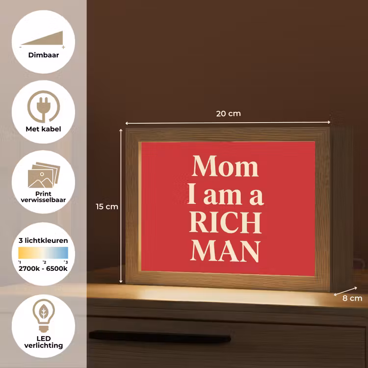Lightbox - Wandlamp - Tekst - Rijkdom - Motivatie - Rood - Modern — 9