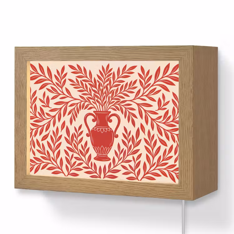 Lightbox - Wandlamp - Vaas - Planten - Decoratie - Abstract - Rood — 1