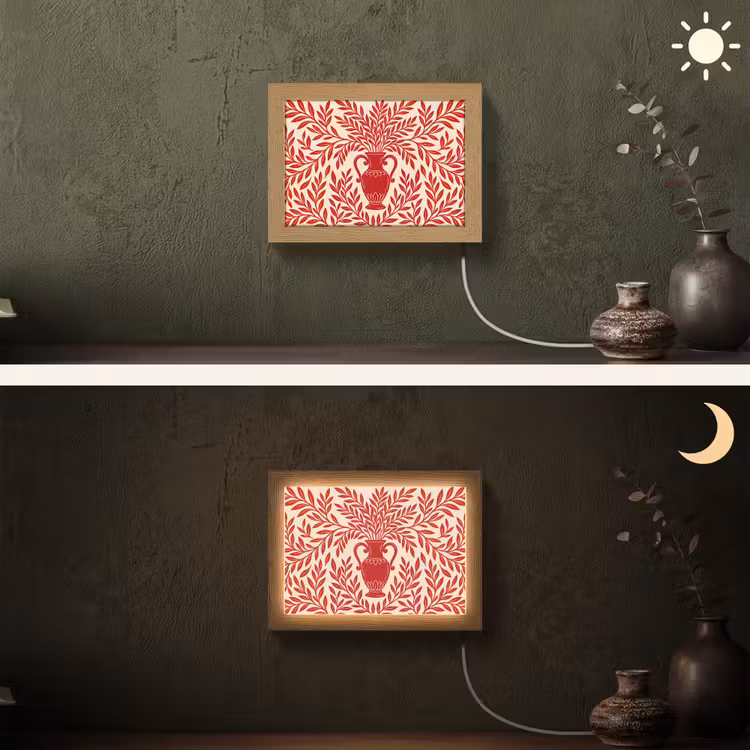 Lightbox - Wandlamp - Vaas - Planten - Decoratie - Abstract - Rood — 3